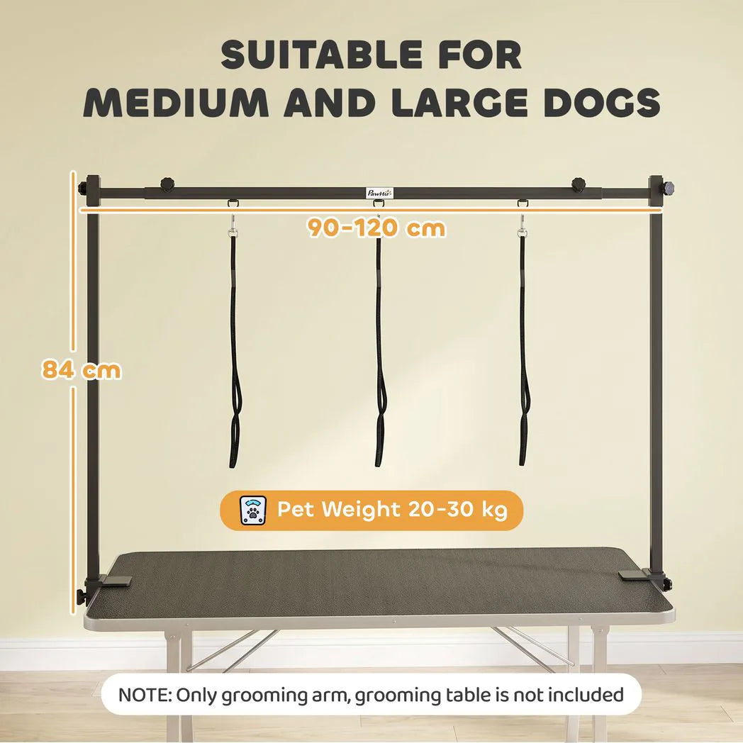 PawHut Dog Grooming Arm with Clamp and 3 Nooses, Adjustable H-Shape Table Arm – Home Pet Grooming, Black