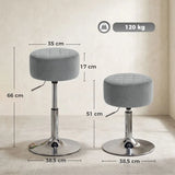 HOMCOM Adjustable Swivel Bar Stool with Velvet-Feel Padded Seat – Single Kitchen Breakfast Barstool, Grey