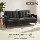 HOMCOM 3 Seater Sofa with Button-Tufted Back and Rubberwood Legs – Velvet-Feel Couch, Dark Grey