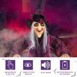 Life Size Talking Hanging Witch, 71in Halloween Decoration with Touch Sensor Sound & Light – Battery Powered