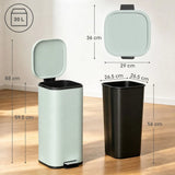 HOMCOM 30L Pedal Kitchen Bin with Soft-Close Lid and Removable Bucket – Compact Metal Rubbish Bin, Green