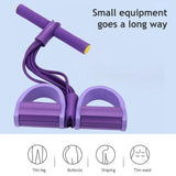 Multi-Function Tension Rope 6Tube Gym Fitness Foot Pedal Exerciser Pull Band New-Purple