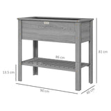 Outsunny Wooden Raised Garden Bed with Storage Shelf & Drainage Holes – 2-Tier Elevated Planter Box, Grey