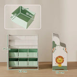 AIYAPLAY Kids Storage Unit with 6 Fabric Drawers and 2-Tier Sling Book Rack – Toy Organiser, Green