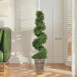 HOMCOM Artificial Spiral Cypress Topiary Trees with Pot – Set of 2