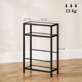 HOMCOM 3-Tier Narrow Side Table with Tempered Glass Shelves – Slim End Table for Small Spaces, Black