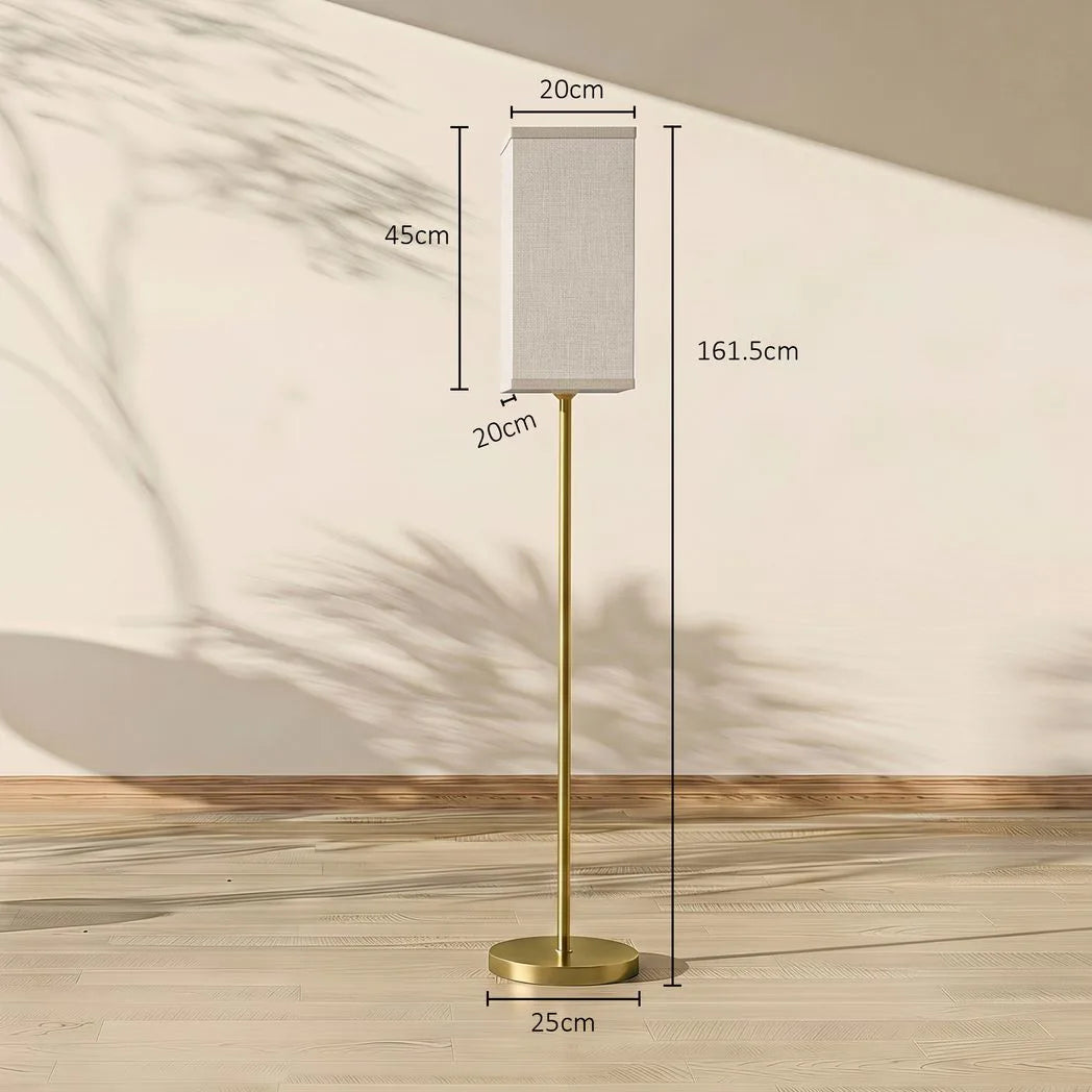 HOMCOM Floor Lamp with Linen Shade and Foot Switch – Modern Tall Standing Lamp for Bedroom, Gold Tone