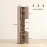 HOMCOM 6-Tier Tall Bathroom Cabinet with Fluted Doors & Adjustable Shelves – Slim Nordic Storage, Natural