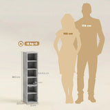 HOMCOM Set of 2 CD Media Display Shelf Towers with 5 Adjustable Shelves – Slim Racks, Grey