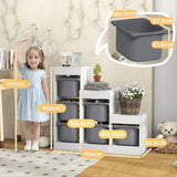 AIYAPLAY 3-Tier Kids Toy Storage Organiser with 6 Removable Bins – Grey, Ages 3-8