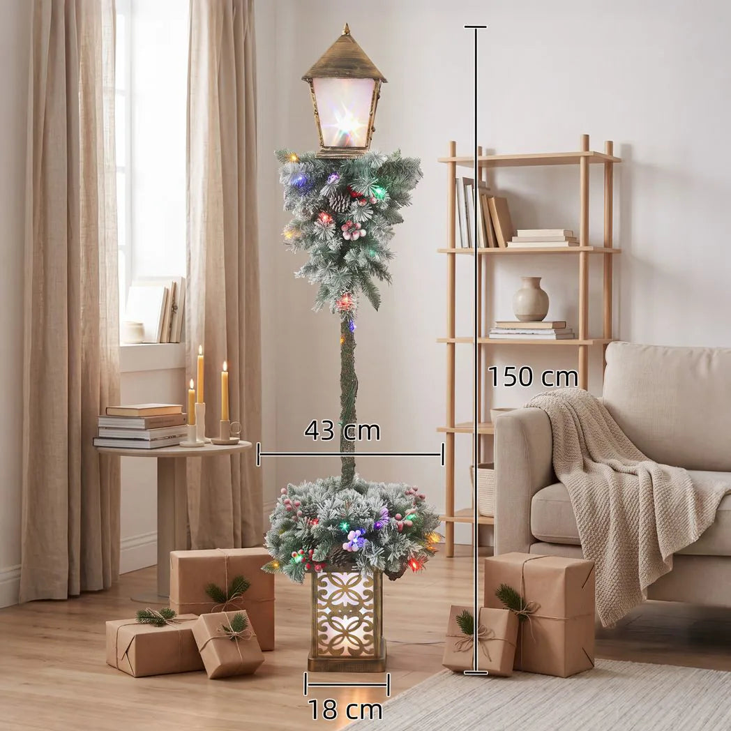 Outsunny 5ft Lighted Christmas Street Lamp with Snow Tips