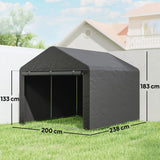 Outsunny 6.6 x 7.8ft Portable Storage Shed with Roll-Up Zipper Door – Waterproof Bike Tent, Dark Grey