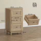 HOMCOM 3 Drawer Chest of Drawers, 40cm Bohemian Rattan Bedroom Dresser with Anti-Tip Kit – Oak
