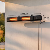 Outsunny 3000 W Wall-Mounted Electric Infrared Patio Heater, 9 Heat Settings, 24 H Timer, IP65 – Black
