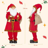 HOMCOM 4ft Singing Animated Santa Claus Figure with Waving Head – Sound Activated Christmas Decoration, Red
