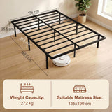 HOMCOM 4ft6 Double Metal Platform Bed Frame with Underbed Storage and Steel Slats – No Box Spring, Black