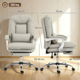 HOMCOM Executive Office Chair with 155° Recline, Footrest & Lumbar Pillow – PU Leather, Khaki