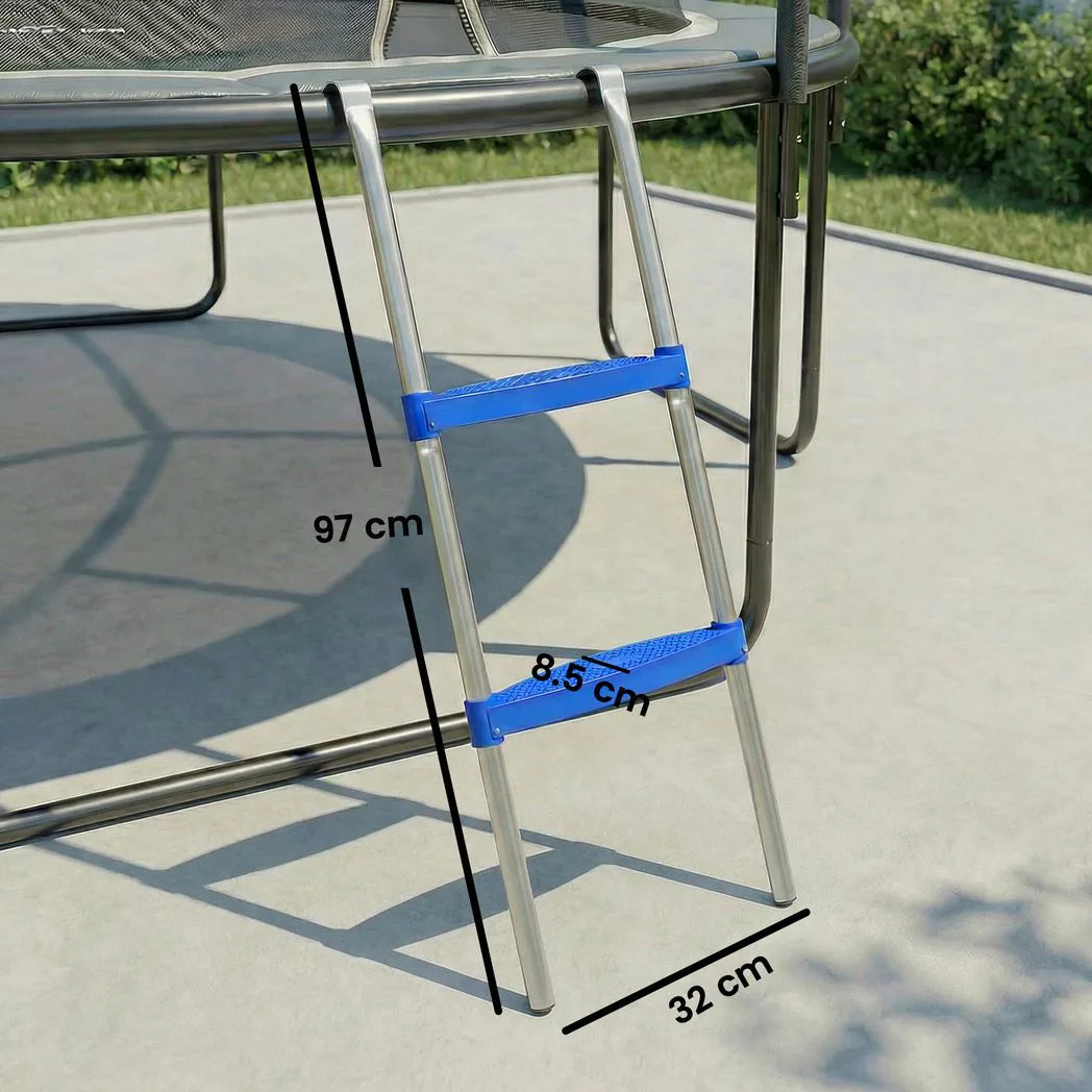 SPORTNOW 2-Step Trampoline Ladder with Wide Non-Slip Steps & Universal Hook – Galvanised Steel, 150kg Capacity