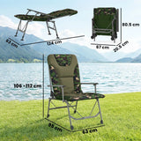 Outsunny Reclining Camping Chair with Padded Seat & Wide Armrests – Folding Fishing Chair, Camouflage