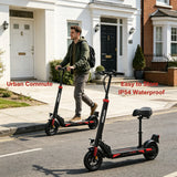 H9 Electric Scooter with Seat, 500W Peak Motor & 48V 15.6Ah Battery – Foldable Adult Commuter E-Scooter