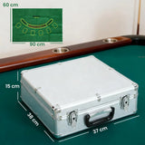 SPORTNOW 500-Piece Poker Chip Set with Card Shuffler, Card Shoe, Mat & Case – Texas Hold'em Set, Silver Tone