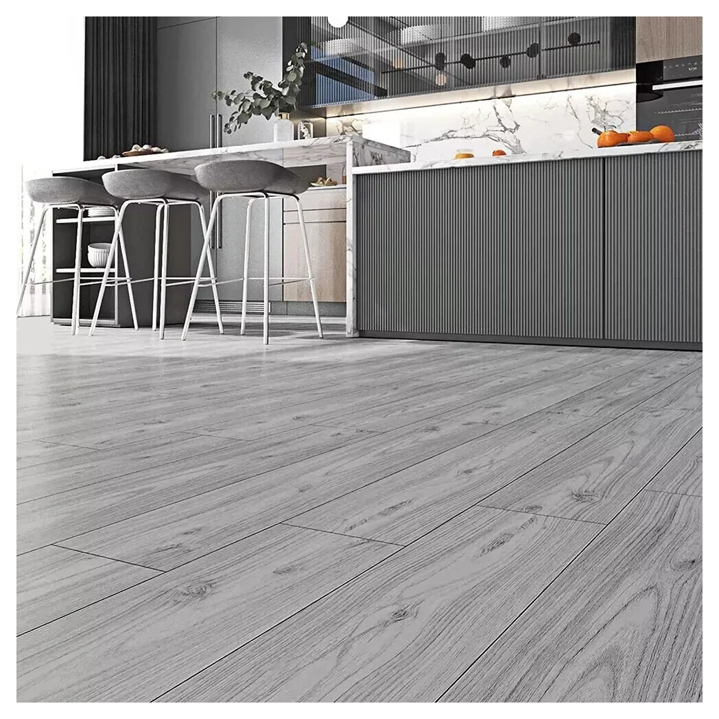 Self-Adhesive Wood Effect Vinyl Floor Planks, 36 Pieces (5m²) – Waterproof PVC Flooring, Light Grey