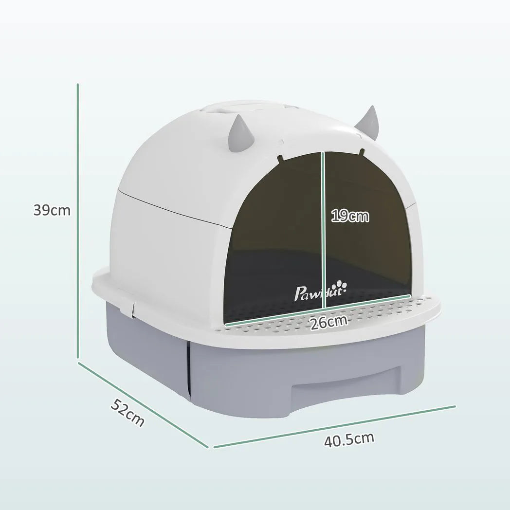 PawHut Enclosed Cat Litter Box with Pull-Out Drawer, Scoop and Deodorising Bags – Odour Control, Portable