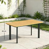 Outsunny Outdoor Garden Coffee Table – Slatted Wood-Plastic Composite Top with Metal Frame, 90 x 49cm, Brown