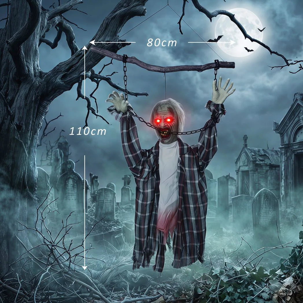 HOMCOM 110cm Screaming Animated Hanging Halloween Decoration