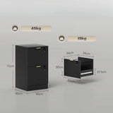 HOMCOM Fluted Vertical Filing Cabinet with 2 Lockable Drawers and Hanging Rails – Home Office Storage, Black