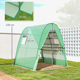 Outsunny Walk-In Polytunnel Greenhouse with Sandbags, 2 Zipped Doors & Mesh Windows, 1.8 x 1.8 x 2 m, Green
