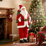 HOMCOM 4ft Singing Dancing Santa Claus with Sack and Hanging Elf – Animated Christmas Figure, Sound and Touch Activated