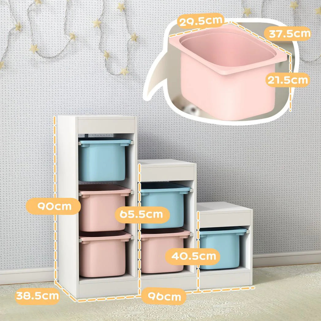 AIYAPLAY 3-Tier Kids Toy Storage Organiser with 6 Removable Bins – Multicolour, Ages 3-8