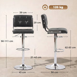 HOMCOM Set of 2 Swivel Bar Stools with Adjustable Height 62–83cm, PU Leather Seats and Backrest, Grey