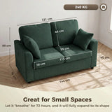 HOMCOM 2 Seater Corduroy Sofa with Pocket Spring Cushion – Compact Loveseat, Dark Green