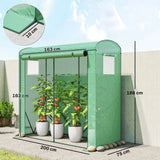 Outsunny Walk-In Mini Greenhouse with Roll-Up Door and 2 Mesh Windows, PE Cover, 200 x 75 x 188 cm, Green