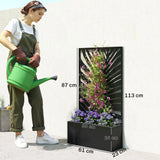 Outsunny Metal Raised Garden Bed with Trellis & Privacy Screen – Wall-Mounted or Freestanding Planter, 29L