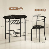 HOMCOM Three-Piece Compact Dining Set with Table and 2 Chairs – Space-Saving Kitchen Breakfast Bar Set, Black