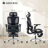 HOMCOM High Back Ergonomic Office Chair with 6D Armrests, Lumbar Support & 135° Recline, Mesh, Black