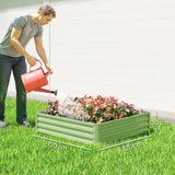 Outsunny Square Raised Garden Bed with Galvanised Steel Frame – 120 x 120 x 30cm Planter Box for Vegetables, Flowers and Herbs