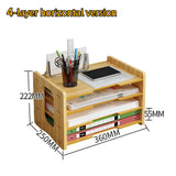 Multi-Layer Wooden Desktop Document Organiser – Office Desk File Storage for Paper and Magazines