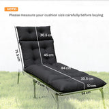 Outsunny Set of 2 Sun Lounger Cushions with Button Tufting and Ties, 190 x 56 cm, Black