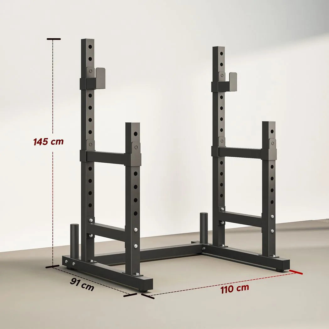 SPORTNOW Adjustable Squat Rack with Plate Holders and Safety Spotters, 300kg Load – Home Gym