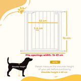 PawHut Pressure-Fit Baby and Pet Safety Gate, 76–81 cm, Two-Way Opening with One-Hand Release