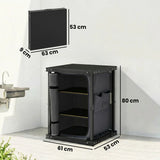 Outsunny Folding Camping Kitchen Cupboard with 3-Tier Storage and Adjustable Feet – Aluminium, Black
