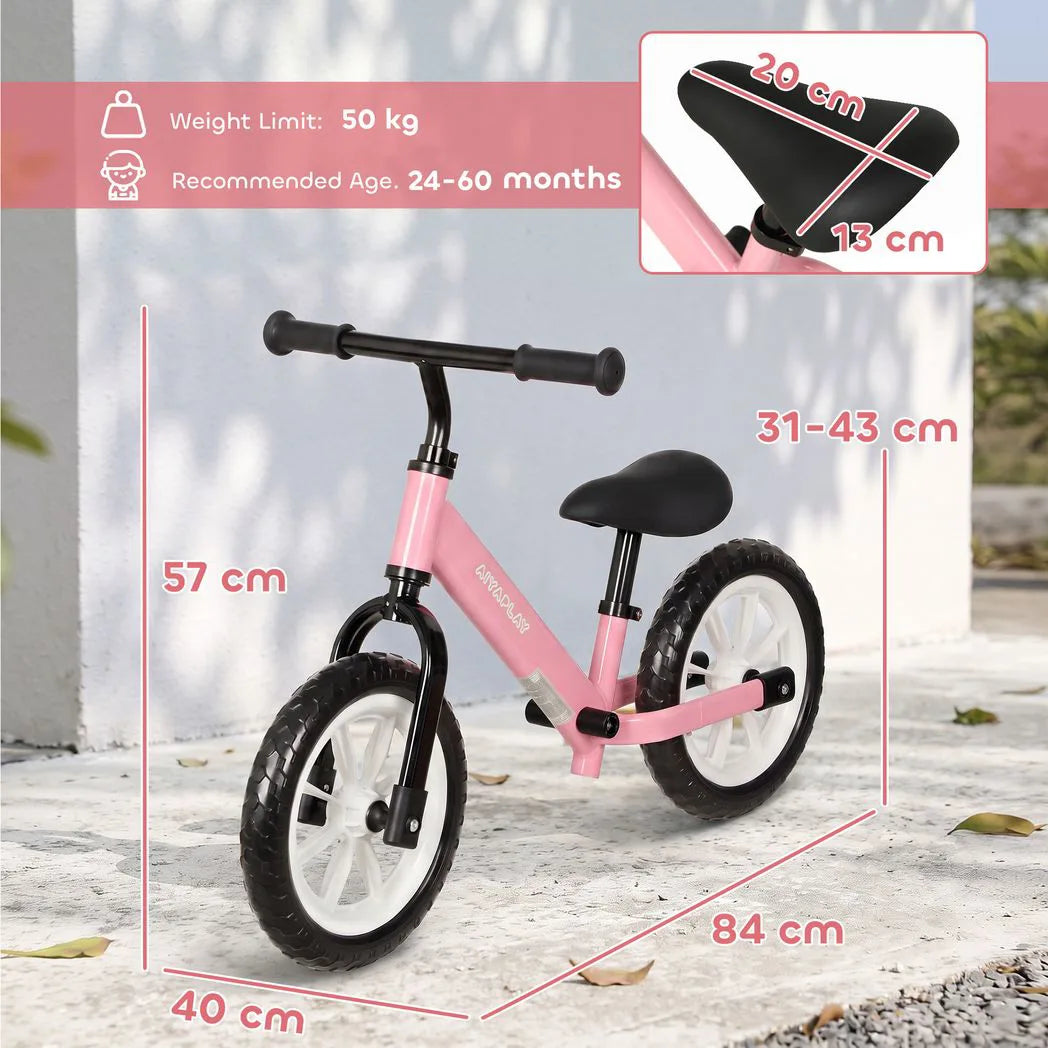 AIYAPLAY 11.2" Toddler Balance Bike with Light-Up Wheels, Adjustable Seat & Handlebar, 360° Steering – Ages 2-5, Pink