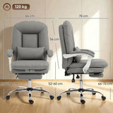 HOMCOM Ergonomic Executive Office Chair with 155° Recline, Lumbar Pillow & Footrest – PU Leather, Grey