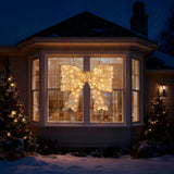 Giant Pre-Lit Outdoor Christmas Bow with 124 Warm White LEDs – Festive Door, Porch & Gate Decoration