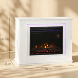 HOMCOM 2000W Electric Fireplace with Faux Flame, 23-Hour Timer, Thermostat and Remote – White