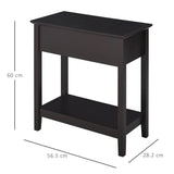 HOMCOM Narrow End Table with Flip Top and Bottom Shelf – Retro Side Table for Living Room and Study, Dark Coffee
